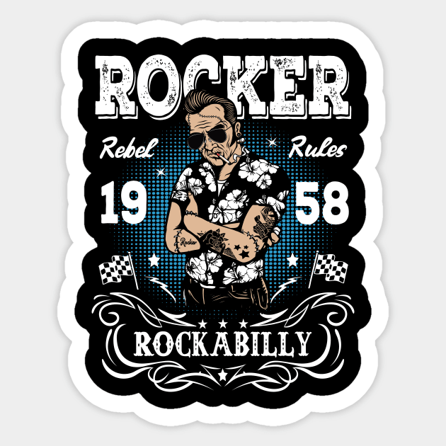 Rocker 1958 Sticker by yukiotanaka